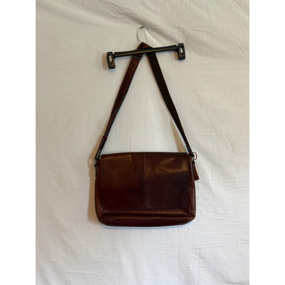 Unbranded Brown Genuine Leather Messenger Bag Crossbody Laptop Tech Satchel - Picture 8 of 8
